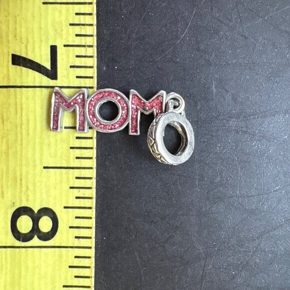 VTG Mom Slide Charm Pendant Pink Sparkles Sterling Silver 925 1.25" Length - Picture 11 of 11